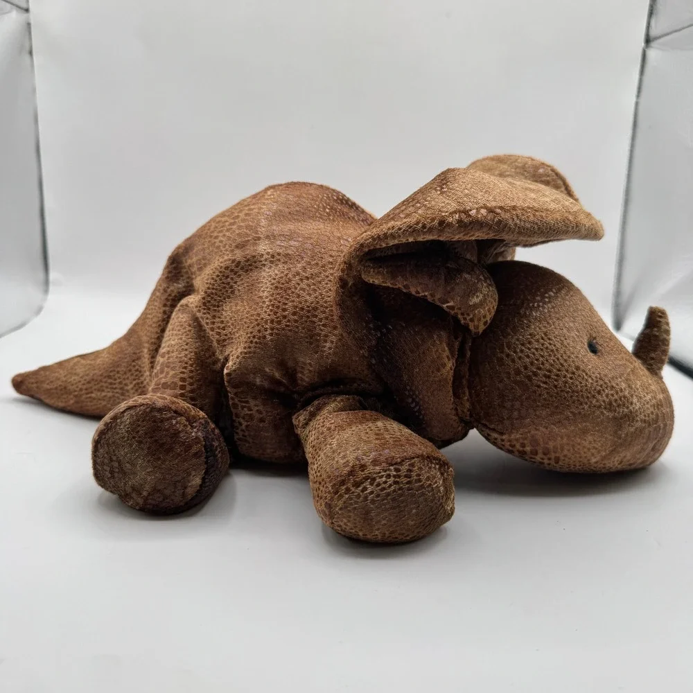 Russ Berrie Triggor Triceratops Plush 1996 Large Brown Scaled Texture Dinosaur